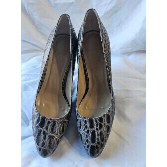 Talbots Womens Gray Crocodile Print Textured Platform Pumps Size 7B - Picture 3 of 10